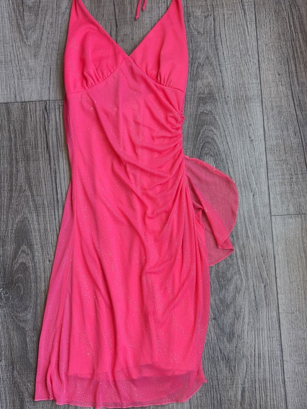 Y2K: Fairy Core: Women's Pink Sparkle Halter Dress: Size Medium